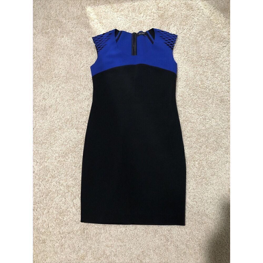 Cop copine Black Blue Women's dress 38 S-M Stretch Zipper Bodycon
